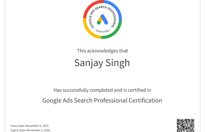 Google Ads Search Professional Certificate Nov 2025